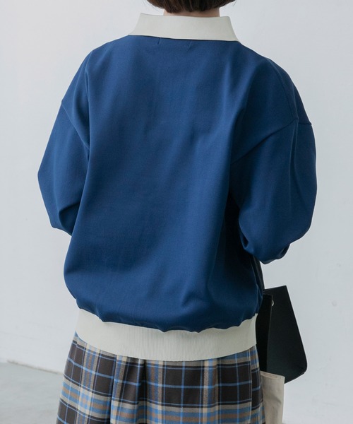 BONLECILL(ボンルシール)の「ニットポロプルオーバー(ニット/セーター・レディース・ブラック/ブルー/ネイビー/レッド/モスグリーン/オレンジ/アイボリー/ホワイト×ブラック・FREE)」の13枚目の写真