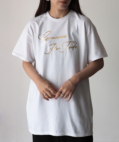 Riberry（リベリー）の「【GILDAN】gracias por todo　プリントTシャツ（Tシャツ/カットソー・レディース・ブラック/シルバー/ゴールド/ホワイト×ブラック・MEDIUM）」の15枚目の写真