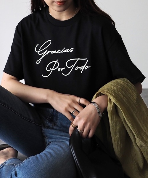 Riberry（リベリー）の「【GILDAN】gracias por todo　プリントTシャツ（Tシャツ/カットソー・レディース・ブラック/シルバー/ゴールド/ホワイト×ブラック・MEDIUM）」の14枚目の写真