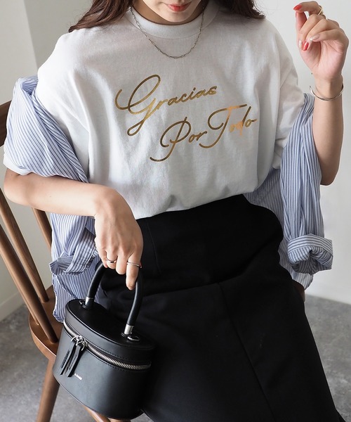 Riberry（リベリー）の「【GILDAN】gracias por todo　プリントTシャツ（Tシャツ/カットソー・レディース・ブラック/シルバー/ゴールド/ホワイト×ブラック・MEDIUM）」の18枚目の写真