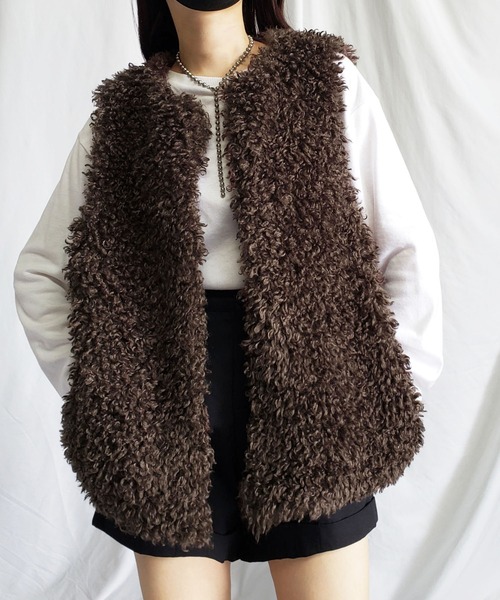 セール】※※【ポケット付】プードルファーベスト（ベスト）｜me+em