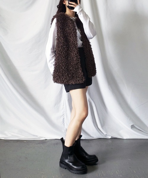 me+em select（ミームセレクト）の「※※【ポケット付】プードルファーベスト（ベスト・レディース・ブラック/ベージュ/ブラウン/アイボリー・FREE）」の13枚目の写真