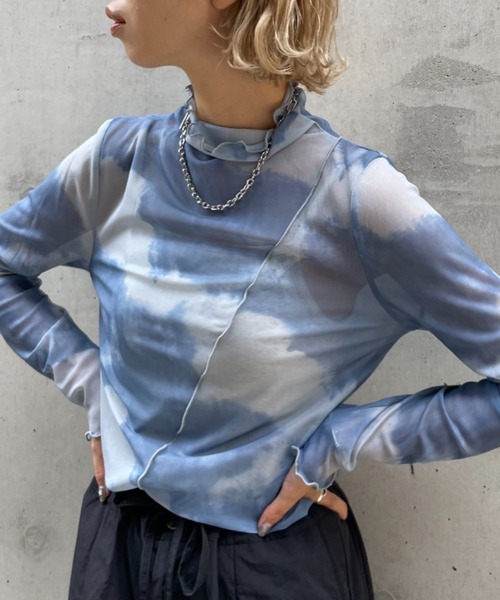 CIAOPANIC(チャオパニック)の「タイダイシアーメロウタートル(Tシャツ/カットソー・レディース・ベージュ/パープル/ブルー・FREE)」の3枚目の写真