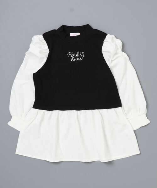 PINKHUNT（ピンクハント）の「PINKHUNT パフ袖レイヤード風チュニックシャツ 7397K（シャツ/ブラウス・キッズ・スカイブルー系1/ブラック・140cm/150cm/130cm/160cm/120cm）」の18枚目の写真