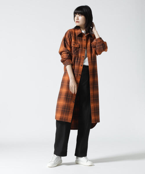 AVIREX（アヴィレックス）の「CHECK SHIRT ONEPIECE USMC/ チェックシャツワンピースUSMC（シャツワンピース・レディース・ベージュ/ネイビー/オレンジ・F）」の21枚目の写真