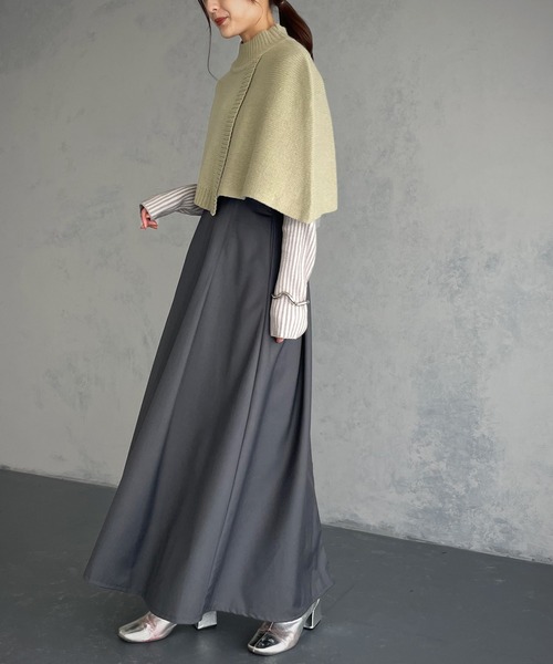 &g'aime(アンジェム)の「【&g’aime】ケープショート丈ニット(ニット/セーター・レディース・ライトグリーン/ブラック/グレイッシュベージュ・FREE)」の21枚目の写真