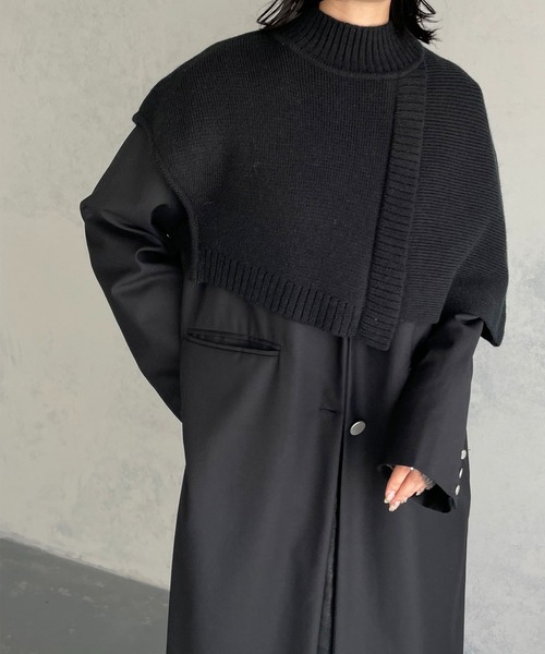 &g'aime(アンジェム)の「【&g’aime】ケープショート丈ニット(ニット/セーター・レディース・ライトグリーン/ブラック/グレイッシュベージュ・FREE)」の4枚目の写真