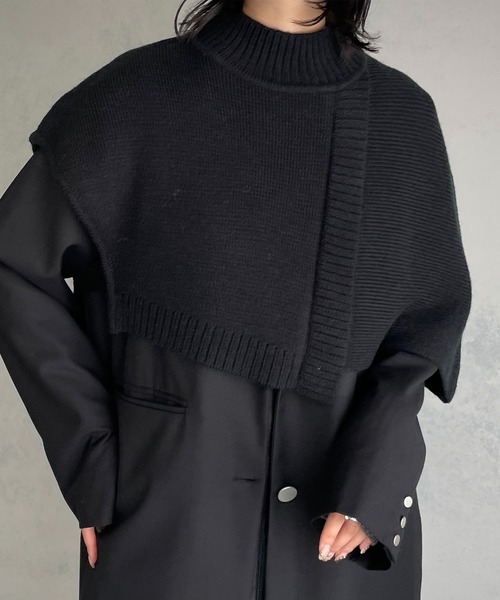 &g'aime(アンジェム)の「【&g’aime】ケープショート丈ニット(ニット/セーター・レディース・ライトグリーン/ブラック/グレイッシュベージュ・FREE)」の17枚目の写真