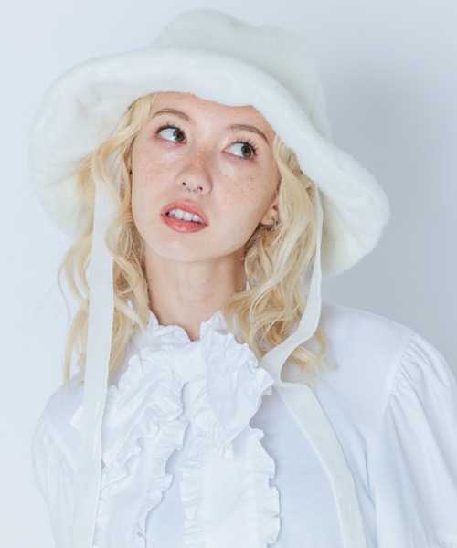 Candy Stripper（キャンディストリッパー）の「FLUFFY FUR ハット（ハット・レディース・ブラック/オフホワイト・FREE）」の11枚目の写真