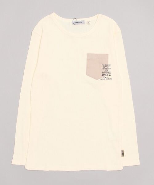 AVIREX（アヴィレックス）の「L/S MINI WAFFLW POCKET T-SHIRT/ ミニワッフルポケットTシャツ（Tシャツ/カットソー・レディース・その他/ホワイト系2/ブラック・S/M）」の14枚目の写真