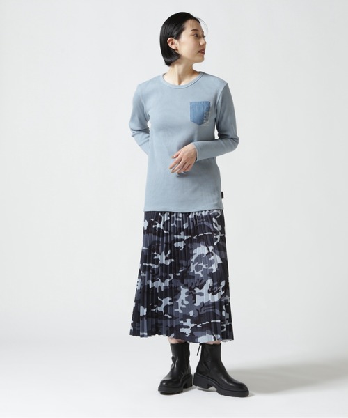 AVIREX（アヴィレックス）の「L/S MINI WAFFLW POCKET T-SHIRT/ ミニワッフルポケットTシャツ（Tシャツ/カットソー・レディース・その他/ホワイト系2/ブラック・S/M）」の5枚目の写真