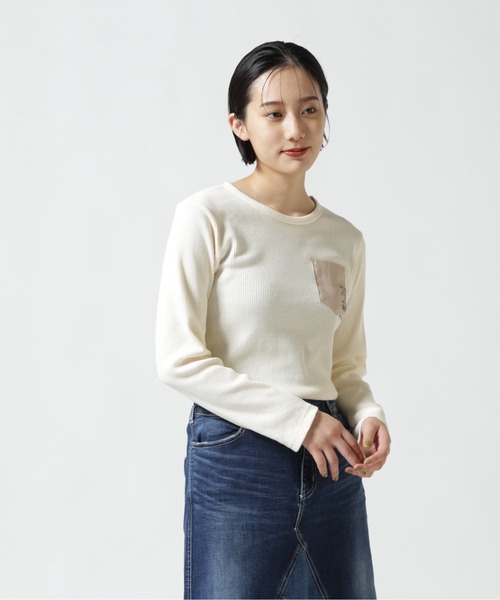 AVIREX（アヴィレックス）の「L/S MINI WAFFLW POCKET T-SHIRT/ ミニワッフルポケットTシャツ（Tシャツ/カットソー・レディース・その他/ホワイト系2/ブラック・S/M）」の10枚目の写真