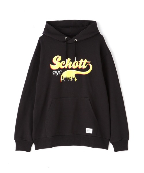 schott（ショット）の「Schott/ショット/DOWNTOWN LOGO HOODIE/ダウンタウンロゴ　パーカー（パーカー・メンズ・その他/ホワイト/ブラック・2XL/M/XL/L）」の2枚目の写真