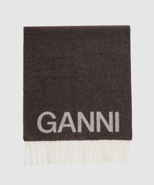 GANNI(ガニー)の「Wool Mix Fringed Scarf(ストール/ショール・レディース・ライトグリーン/ピンク/ブラック系その他・ONE SIZE)」の2枚目の写真
