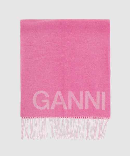 GANNI(ガニー)の「Wool Mix Fringed Scarf(ストール/ショール・レディース・ライトグリーン/ピンク/ブラック系その他・ONE SIZE)」の3枚目の写真