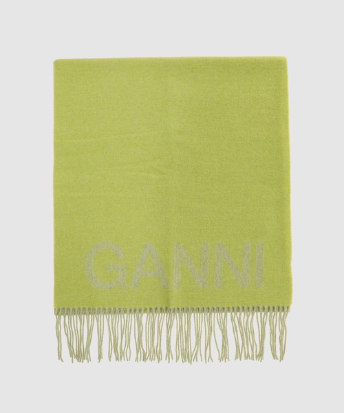 GANNI(ガニー)の「Wool Mix Fringed Scarf(ストール/ショール・レディース・ライトグリーン/ピンク/ブラック系その他・ONE SIZE)」の1枚目の写真