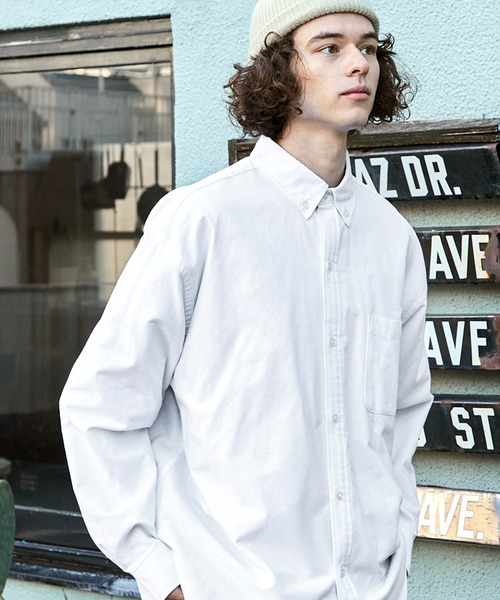 BARK MANHATTAN(バークマンハッタン)の「ビックシルエット オックスフォード ボタンダウンL/Sシャツ(シャツ/ブラウス・メンズ・ネイビー系/サックスブルー/グリーン系/ブルー系/ホワイト・M/L)」の2枚目の写真