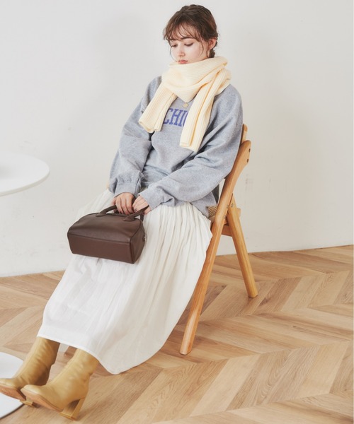 ANGIE（アンジー）の「リブニットマフラー（マフラー・レディース・ブラック/アイボリー/ライトベージュ/杢グレー/ダークベージュ/ブラウン/レッド/ブルー・FREE）」の19枚目の写真