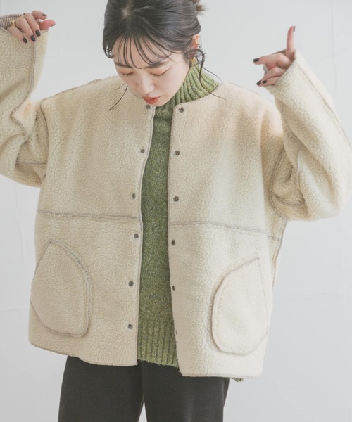 ITEMS URBANRESEARCH(アイテムズ アーバンリサーチ)の「ボアコーデュロイリバーシブルジャケット(ブルゾン・レディース・ネイビー/ベージュ/モカ・FREE)」の4枚目の写真