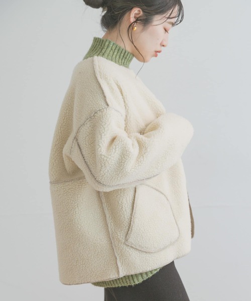 ITEMS URBANRESEARCH(アイテムズ アーバンリサーチ)の「ボアコーデュロイリバーシブルジャケット(ブルゾン・レディース・ネイビー/ベージュ/モカ・FREE)」の7枚目の写真
