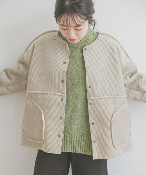 ITEMS URBANRESEARCH(アイテムズ アーバンリサーチ)の「ボアコーデュロイリバーシブルジャケット(ブルゾン・レディース・ネイビー/ベージュ/モカ・FREE)」の11枚目の写真