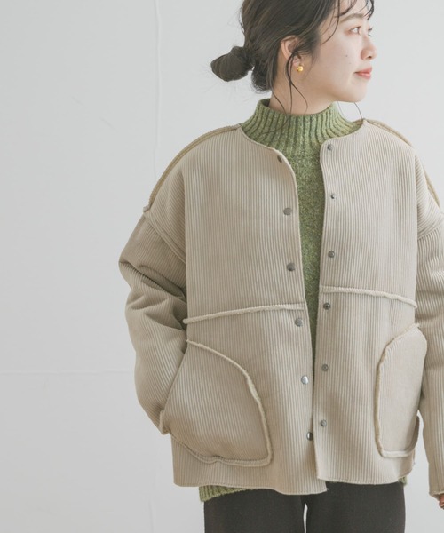 ITEMS URBANRESEARCH(アイテムズ アーバンリサーチ)の「ボアコーデュロイリバーシブルジャケット(ブルゾン・レディース・ネイビー/ベージュ/モカ・FREE)」の14枚目の写真