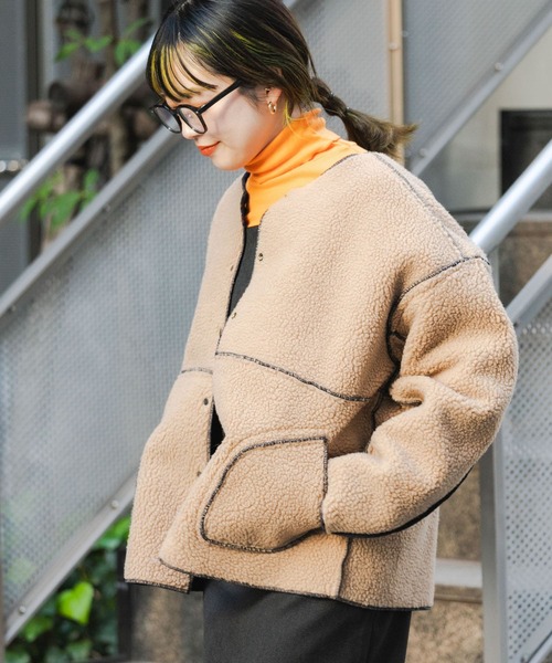 ITEMS URBANRESEARCH(アイテムズ アーバンリサーチ)の「ボアコーデュロイリバーシブルジャケット(ブルゾン・レディース・ネイビー/ベージュ/モカ・FREE)」の20枚目の写真