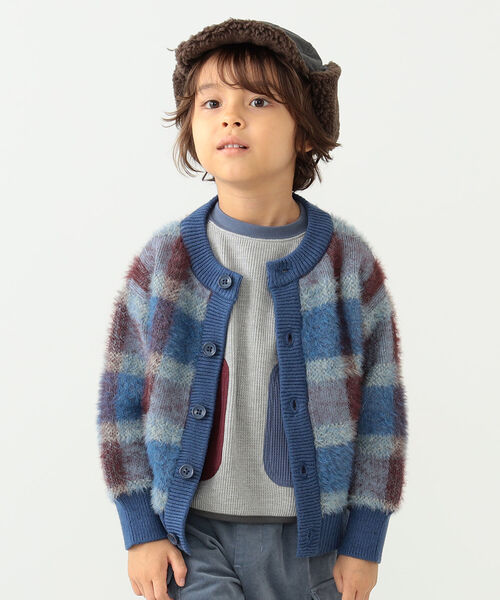 BEAMS mini（ビームスミニ）の「BEAMS mini / シャギーチェック カーディガン（90～150㎝）（カーディガン/ボレロ・キッズ・ブラウン系その他5/ブルー系その他3・90/100/110/120/130/140/150）」の5枚目の写真