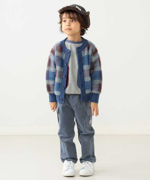 BEAMS mini（ビームスミニ）の「BEAMS mini / シャギーチェック カーディガン（90～150㎝）（カーディガン/ボレロ・キッズ・ブラウン系その他5/ブルー系その他3・90/100/110/120/130/140/150）」の7枚目の写真
