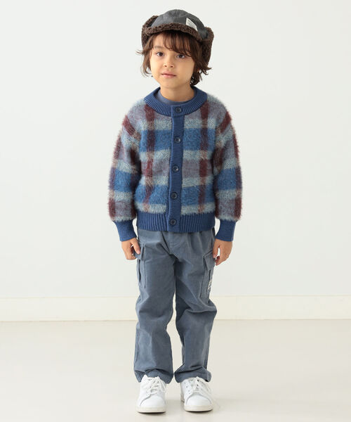 BEAMS mini（ビームスミニ）の「BEAMS mini / シャギーチェック カーディガン（90～150㎝）（カーディガン/ボレロ・キッズ・ブラウン系その他5/ブルー系その他3・90/100/110/120/130/140/150）」の3枚目の写真