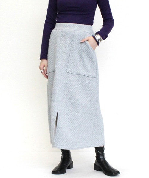 STYLEBLOCK(スタイルブロック)の「カットジャガードキルトフロントスリットタイトスカート(スカート・レディース・ブラック/グレー/ブラウン・M)」の3枚目の写真