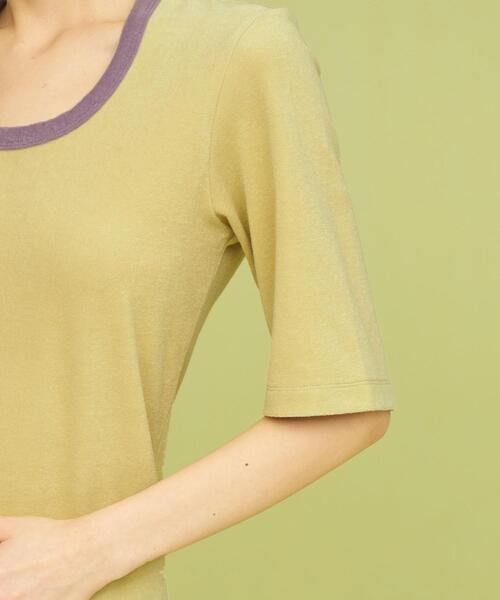 CITEN（シテン）の「＜CITEN＞トリム パイル コンパクト Tシャツ（Tシャツ/カットソー・レディース・ナチュラル/ブラック/イエロー・FREE）」の8枚目の写真