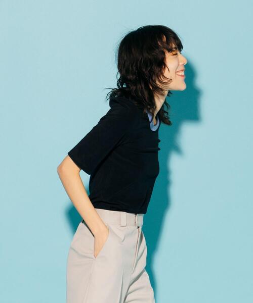 CITEN（シテン）の「＜CITEN＞トリム パイル コンパクト Tシャツ（Tシャツ/カットソー・レディース・ナチュラル/ブラック/イエロー・FREE）」の16枚目の写真