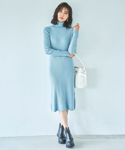 23区（ニジュウサンク）の「ウールコットン リブニット ワンピース