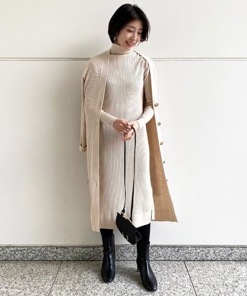 23区（ニジュウサンク）の「ウールコットン リブニット ワンピース