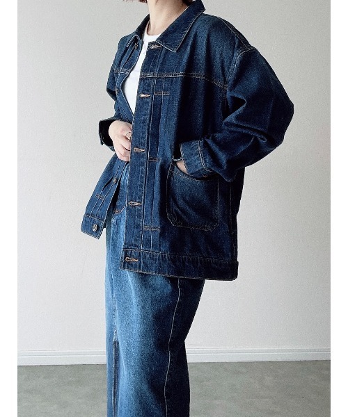【マナ】　❣️美品　❣️大人気　カフネ　バッグタックデニムブルゾン　Gジャン Yucca（ユッカ）の「ビッグGジャン（MEKKE 低身長向け）（デニム