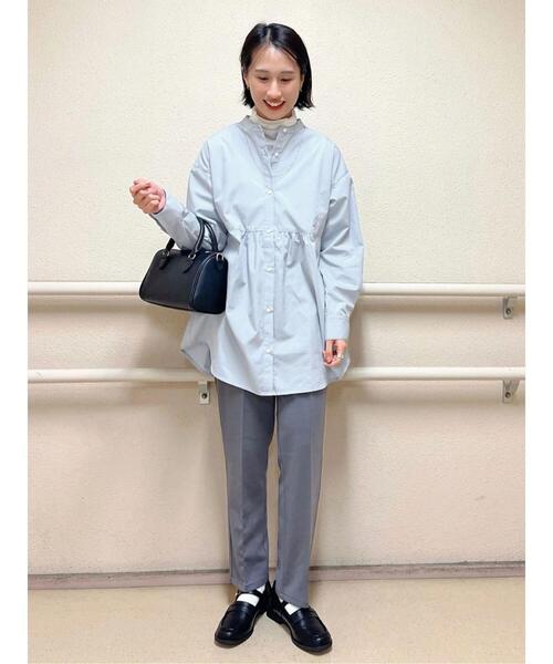 Lugnoncure（ルノンキュール）の「ウエスト切り替えチュニックブラウス（シャツ/ブラウス・レディース・ブルー/オフホワイト/ベージュ・ﾌﾘ-）」の8枚目の写真