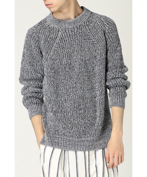 EDIFICE（エディフィス）の「◇AILE コットンリネンシルク リンクスガラ クルーネックL/S（ニット/セーター・メンズ・アイボリー/ブルー・42/40）」の2枚目の写真