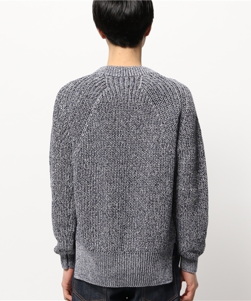 EDIFICE（エディフィス）の「◇AILE コットンリネンシルク リンクスガラ クルーネックL/S（ニット/セーター・メンズ・アイボリー/ブルー・42/40）」の5枚目の写真