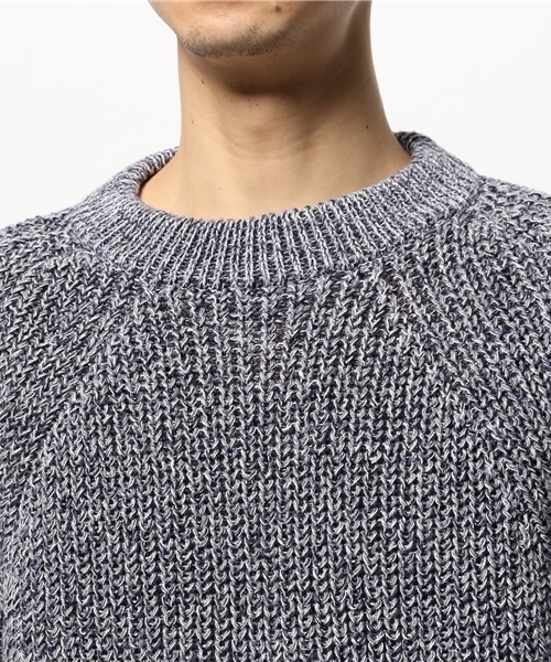 EDIFICE（エディフィス）の「◇AILE コットンリネンシルク リンクスガラ クルーネックL/S（ニット/セーター・メンズ・アイボリー/ブルー・42/40）」の6枚目の写真