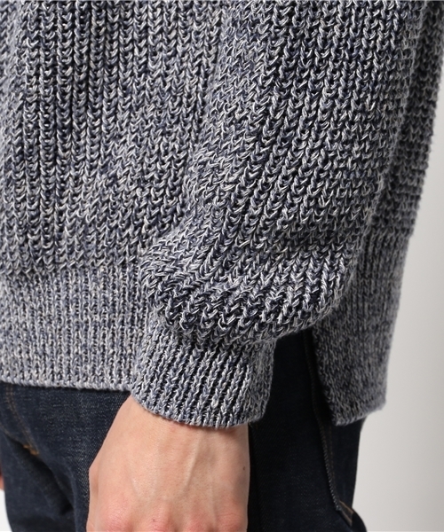 EDIFICE（エディフィス）の「◇AILE コットンリネンシルク リンクスガラ クルーネックL/S（ニット/セーター・メンズ・アイボリー/ブルー・42/40）」の7枚目の写真