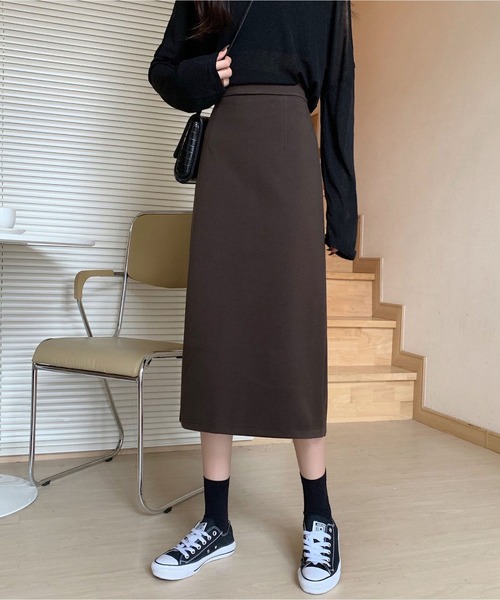 LOPASS(ロパス)の「ミモレ丈スカート(スカート・レディース・ブラック/ブラウン・S/M/L)」の1枚目の写真
