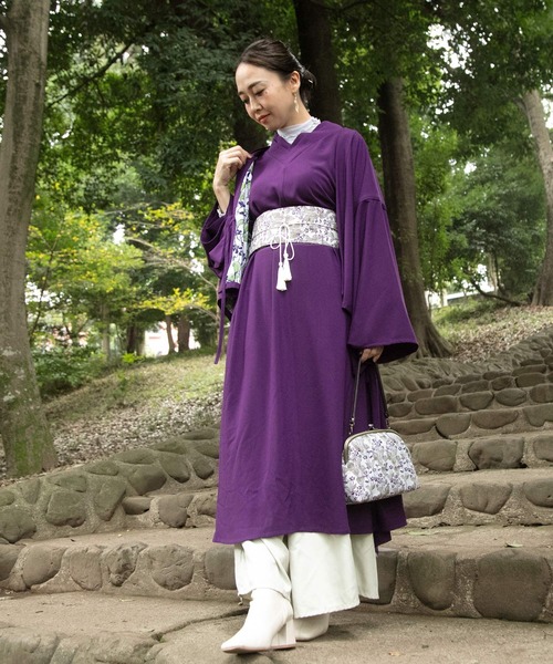 ショート丈羽織 紺色 和柄×桜 丸袖 カーディガン ショート丈羽織 紺色 和柄×桜 丸袖 カーディガンの通販 by ちーぼー