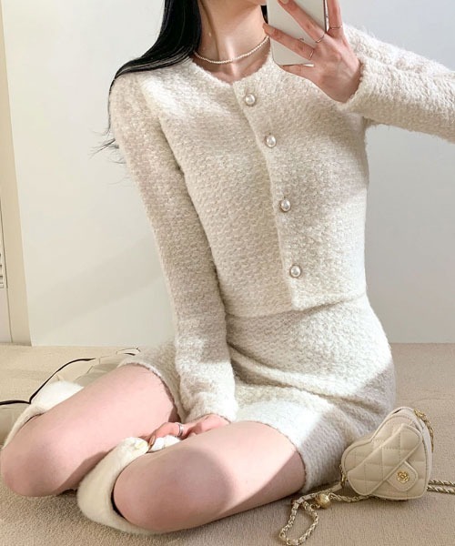 BEIDELLI（ベイデリー）の「[BELLIDE MADE] トゥインクルパールボタンジャケット＆スカートセットアップ（セットアップ・レディース・アイボリー/ブラック/ベージュ・FREE）」の20枚目の写真