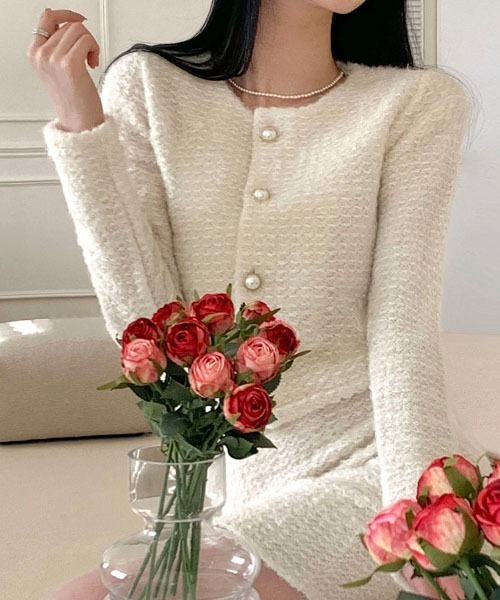 BEIDELLI（ベイデリー）の「[BELLIDE MADE] トゥインクルパールボタンジャケット＆スカートセットアップ（セットアップ・レディース・アイボリー/ブラック/ベージュ・FREE）」の8枚目の写真