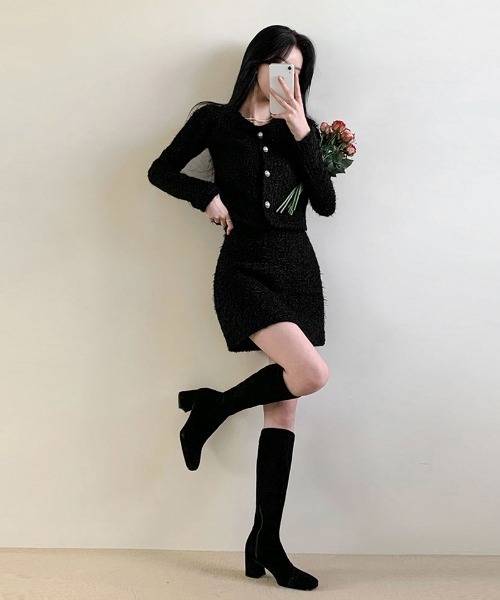 BEIDELLI（ベイデリー）の「[BELLIDE MADE] トゥインクルパールボタンジャケット＆スカートセットアップ（セットアップ・レディース・アイボリー/ブラック/ベージュ・FREE）」の16枚目の写真