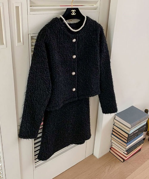 BEIDELLI（ベイデリー）の「[BELLIDE MADE] トゥインクルパールボタンジャケット＆スカートセットアップ（セットアップ・レディース・アイボリー/ブラック/ベージュ・FREE）」の5枚目の写真