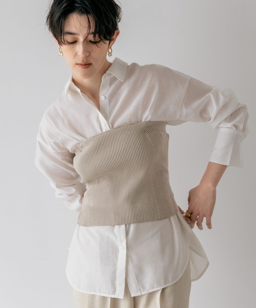 A part by（アパートバイ）の「リブニットビスチェ（その他トップス・レディース・チャコールグレー/ライトベージュ・FREE）」の11枚目の写真