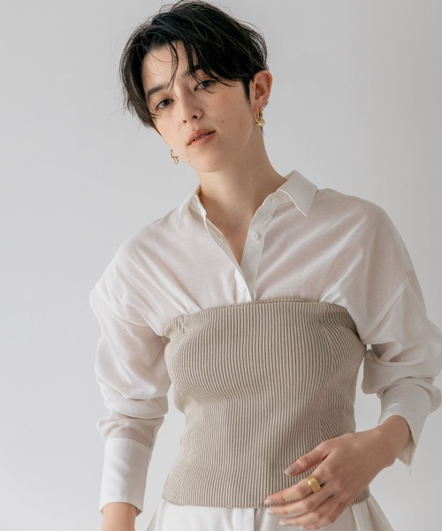 A part by（アパートバイ）の「リブニットビスチェ（その他トップス・レディース・チャコールグレー/ライトベージュ・FREE）」の14枚目の写真