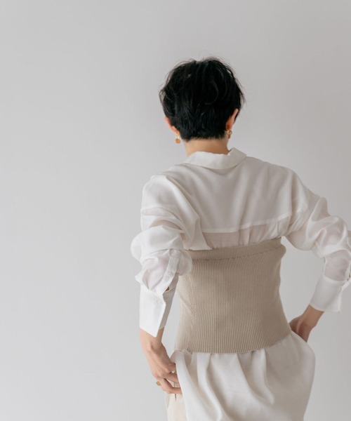 A part by（アパートバイ）の「リブニットビスチェ（その他トップス・レディース・チャコールグレー/ライトベージュ・FREE）」の15枚目の写真